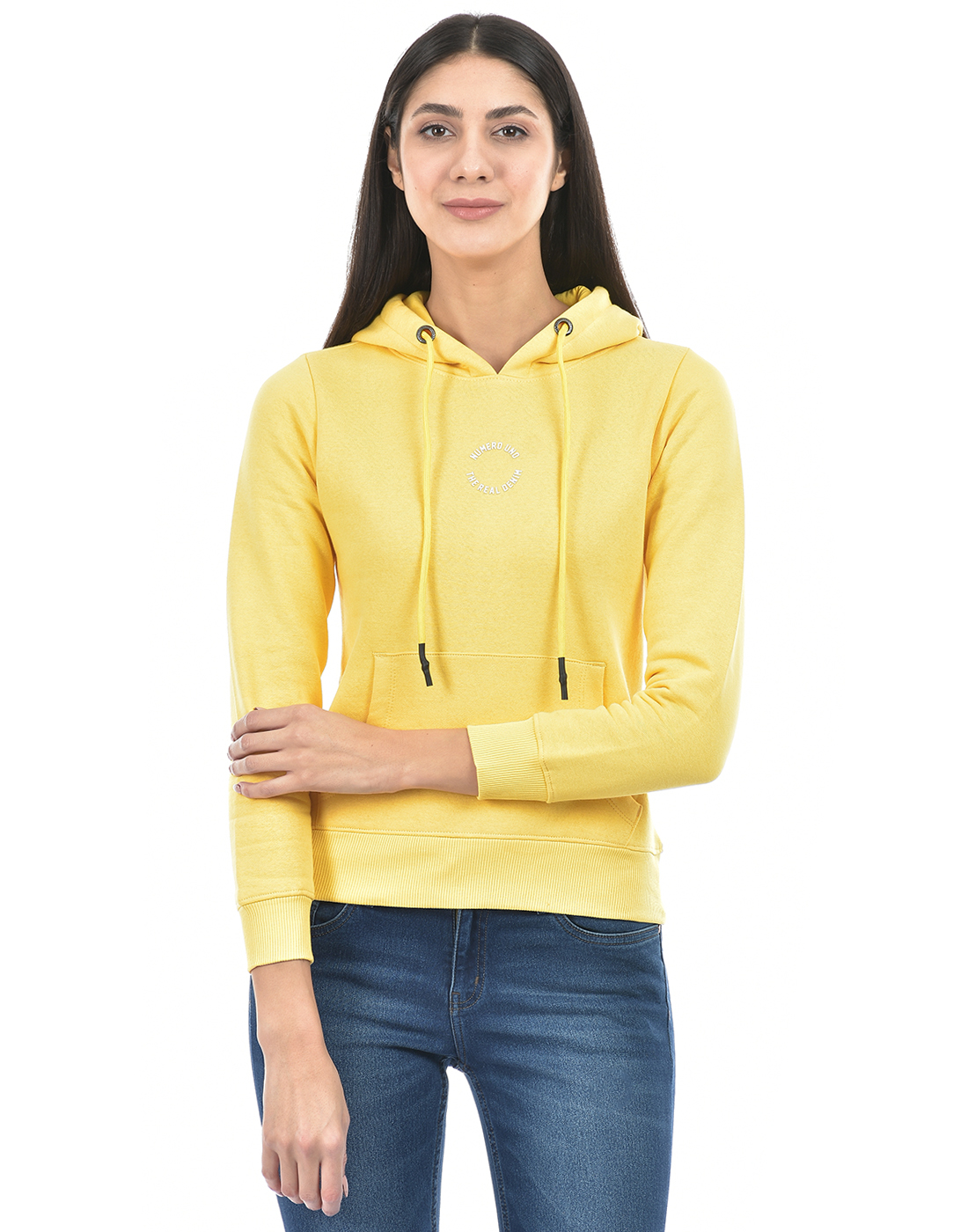 Numero Uno Women Solid Yellow Sweat Shirt